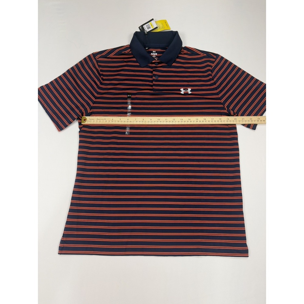 NWT Under Armour Men Polo Shirt M Blue/Orange Loose Logo Performance Golf - Picture 6 of 6